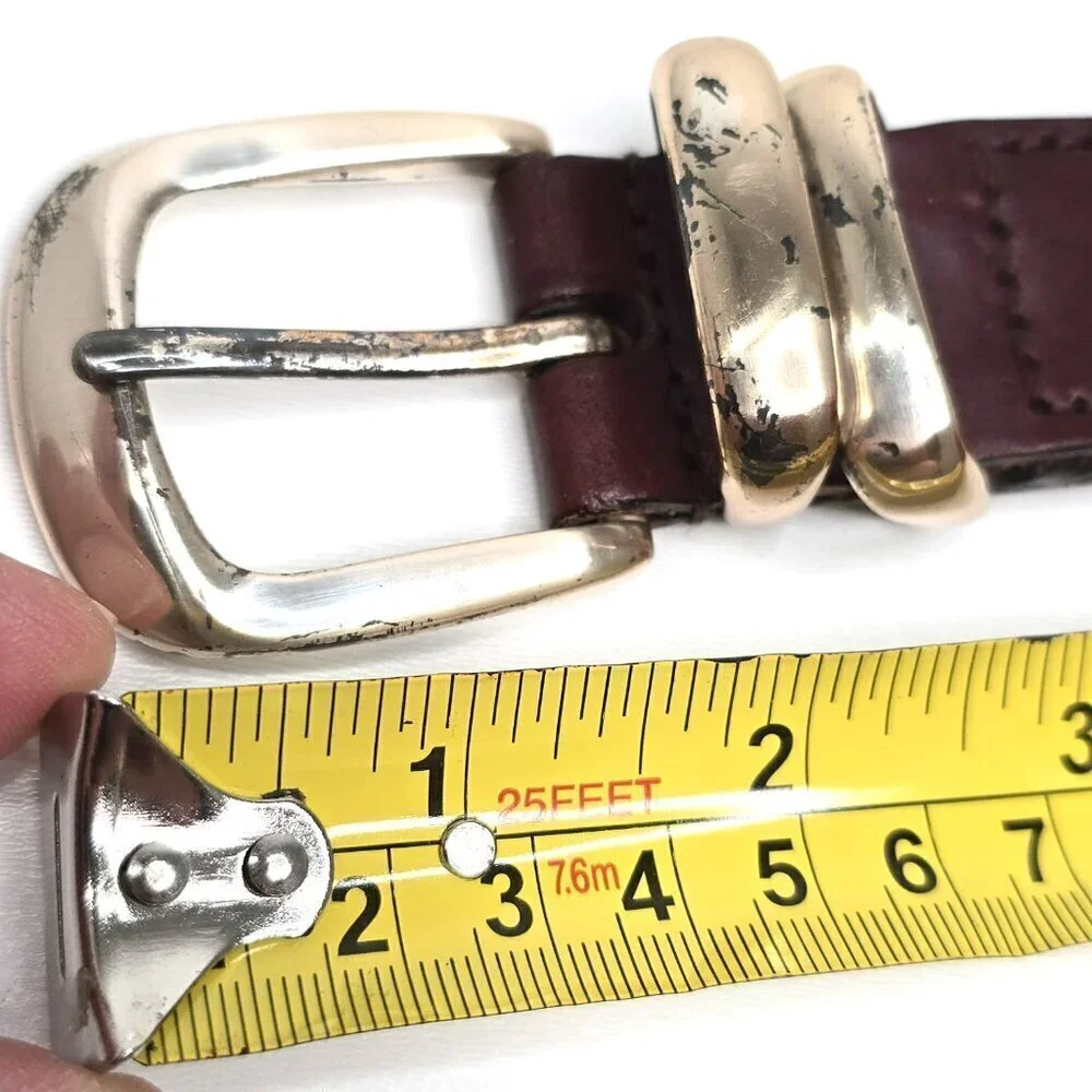 Fossil Vintage Brown Braided Leather Belt Gold Buckle